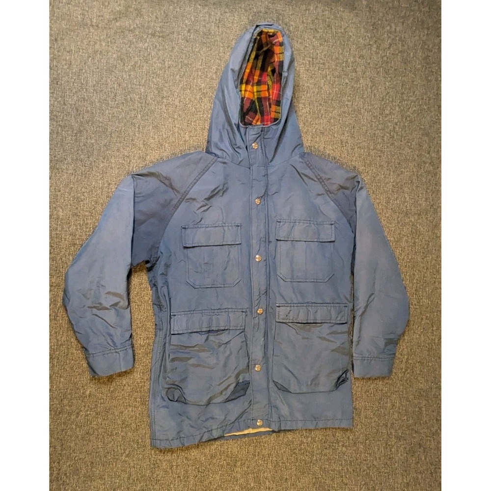 Vintage Woolrich Plaid Wool Lined Parka Zip Up Jacket 90s Made In USA Size Small